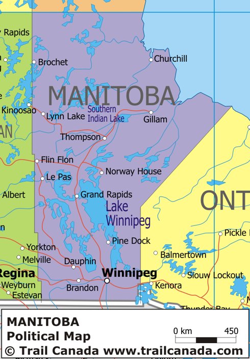 Political Map of Manitoba