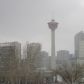 Calgary Tower in snowfall